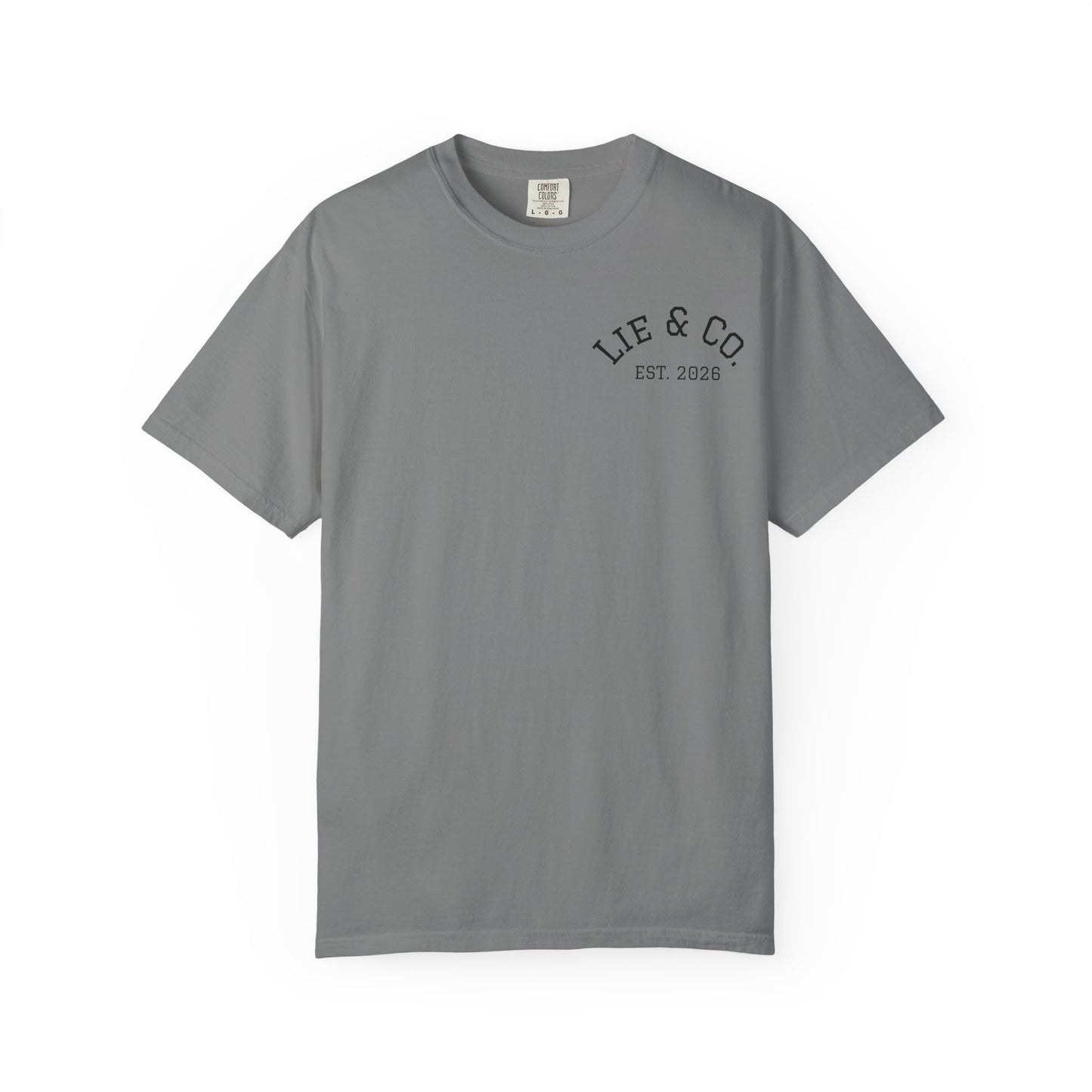 Lie & Co. Garment-Dyed T-Shirt — Vintage Chest Logo Tee